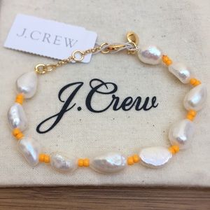 New J. Crew Freshwater Pearl and Sunny Yellow Accent Seed Bead Bracelet